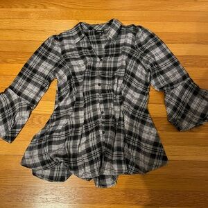 Torrid Black and Gray Plaid Shirt - size 00